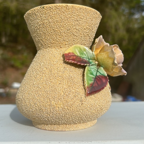 Vintage Sand Pottery 🌹 Floral Rose Bud Vase Bohemian Home Art Accent Decor - Picture 6 of 16